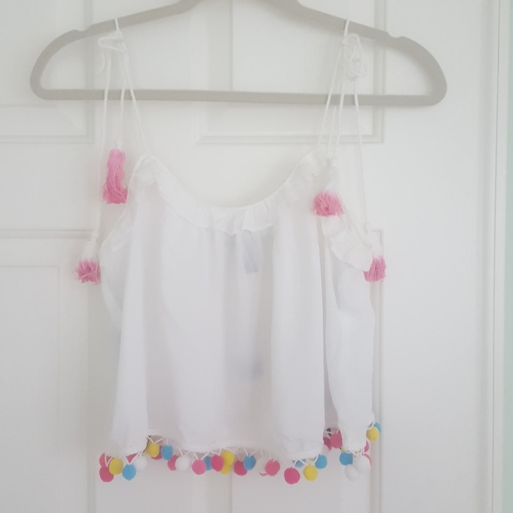 FREE W/ PURCHASE Adorable pom pom crop tank top